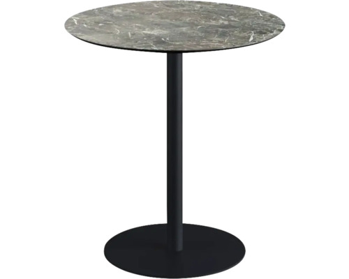 Terrassentisch Urban Galaxy Marble rund Edelstahl, HPL Ø 70 cm schwarz