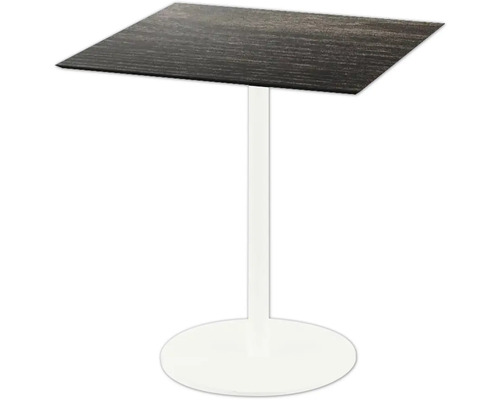 Terrassentisch Urban Riverwashed Wood eckig Edelstahl, HPL 70×70×73,2 cm weiß Quadratischer Stehtisch mit Tischplatte in Holzoptik und weißem Fuß
