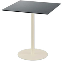 Quadratischer Stehtisch mit Metallsäule und Fuß