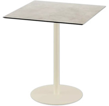 Quadratischer Stehtisch mit Metallsäule und rundem Fuß