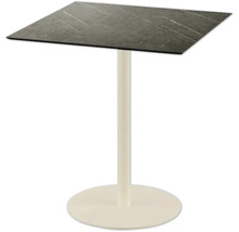 Quadratischer Bartisch mit Platte in Marmoroptik und rundem Fuß