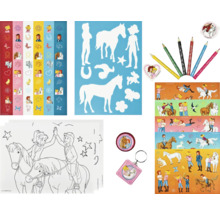 Pferde Malset mit Stiften, Aufklebern, Schablonen und Schlüsselanhänger