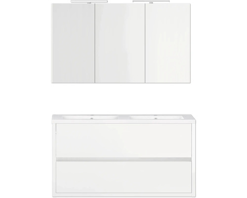 Badmöbel-Set Allibert Sense BxHxT 120,5 x 65 x 46,2 cm Frontfarbe weiß glanz mit Doppelwaschtisch