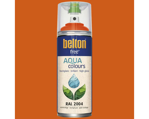 Belton Free Aqua Lack Spraydose mit RAL 2004 Reinorange hochglänzend