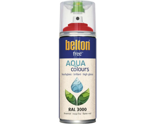 Belton Free PU Sprühlack Ral 3000 feuerrot glänzend 400 ml Belton Free Aqua Colours Sprühlack Feuerrot RAL 3000