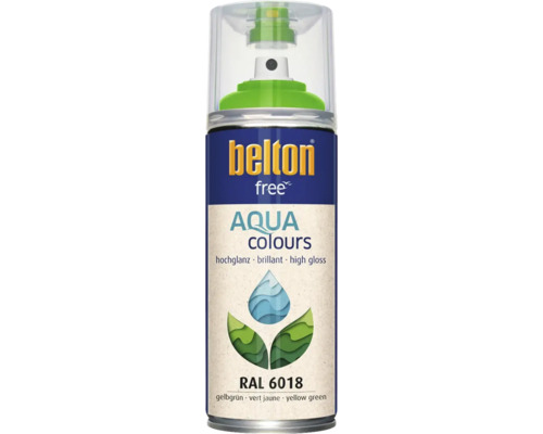 Belton Free PU Sprühlack Ral 6018 gelbgrün glänzend 400 ml Belton Free Aqua Colours Lack Spraydose gelbgrün RAL 6018