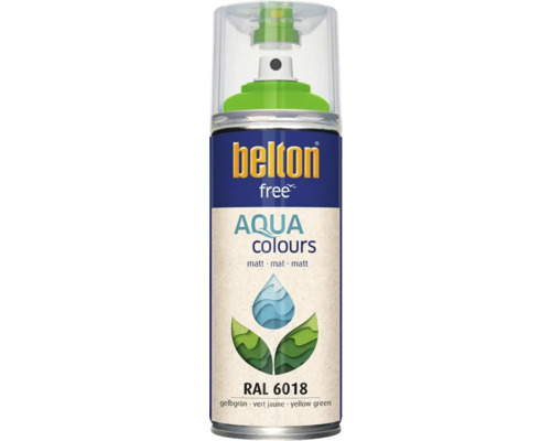 Belton Free PU Sprühlack Ral 6018 gelbgrün matt 400 ml Belton Free Aqua Farbspray gelbgrün RAL 6018