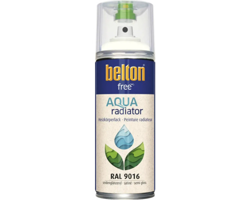 Belton Free PU Sprühlack Ral 9016 verkehrsweiß glänzend 400 ml Belton Free Aqua Heizkörperlack RAL 9016 seidenmatt