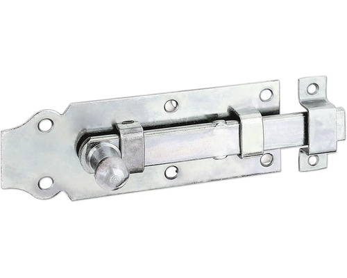 Türriegel mit Knopf und Schlaufe, 120 x 44 mm galv. verzinkt, dickschichtpassiviert Türriegel aus Metall