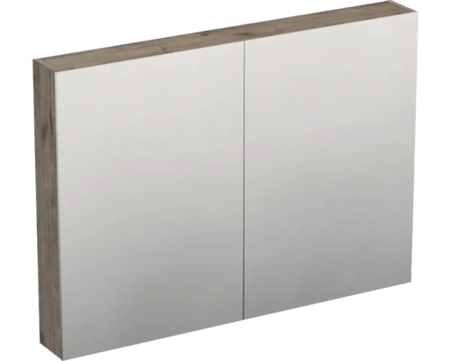 Jungborn Spiegelschrank TRENTA 100 x 14,4 x 72 cm eiche Wellington 3-türig IP 44 Spiegelschrank mit zwei Türen und Holzrahmen