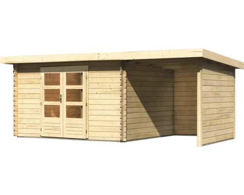 Holzgartenhaus mit Doppeltür und offener Seite