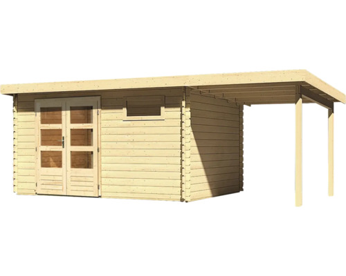 Holzgartenhaus mit Doppeltür, Fenster und Vordach