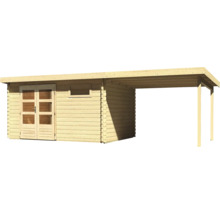 Holzgartenhaus mit Doppeltür und Carport