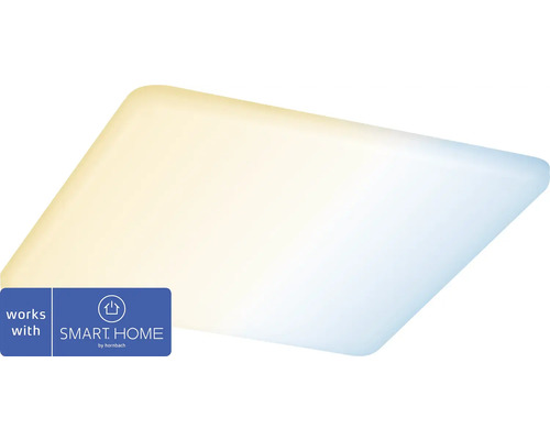 LED Smart Home Einbaupanel IP44 15W 1000 lm 3000- 6500 K 18,5x18,5 cm Einbau-Ø 6-16 cm Veluna VariFit Tunable White satin 230V - Kompatibel mit SMART HOME by hornbach Quadratische Deckenleuchte mit Smart Home by Hornbach Logo