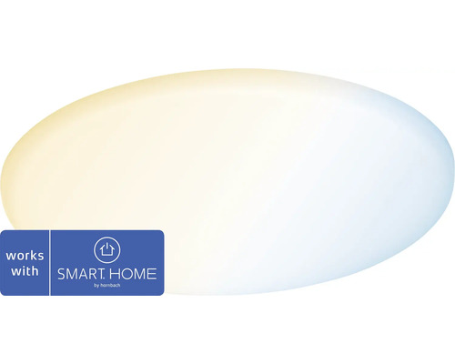 LED Smart Home Einbaupanel IP44 15W 1000 lm 3000- 6500 K Ø 18,5 cm Einbau-Ø 60-160 mm Tunable White satin 230V - Kompatibel mit SMART HOME by hornbach Smart Home Lampe mit Hornbach Smart Home Logo