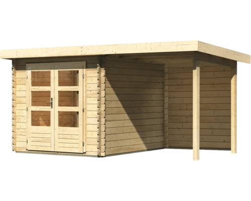 Holzgartenhaus mit Doppeltür und Vordach