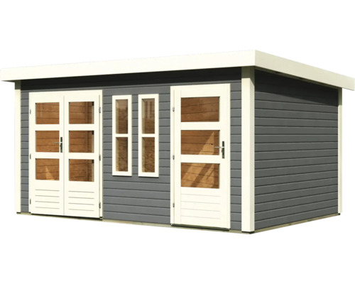 Holzgartenhaus mit Doppeltür, Einzeltür und Fenstern
