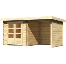 Holzgartenhaus mit Doppeltür und Anbau