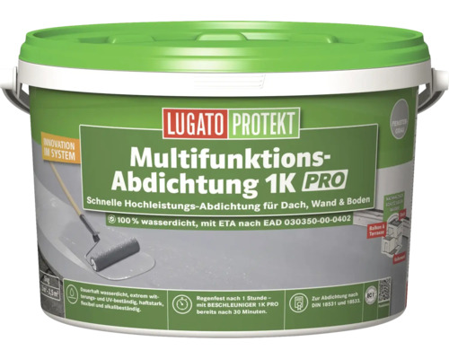 Lugato Protekt Multifunktionsabdichtung 1K PRO 5 kg Eimer Multifunktions-Abdichtung 1K Pro für Dach, Wand und Boden