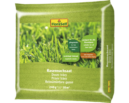 Nachsaatrasen FloraSelf Rasensamen 240 g für 10 m² FloraSelf Rasennachsaat 240 Gramm für 10 Quadratmeter