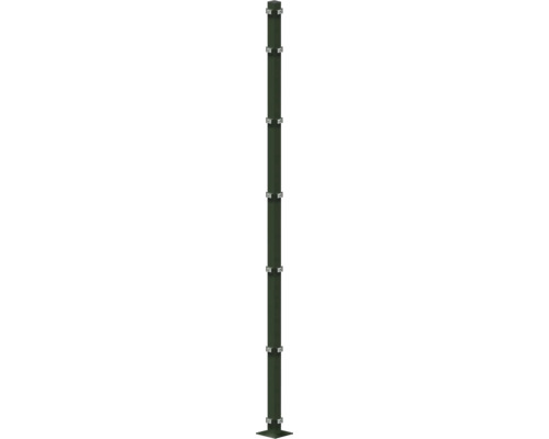 Eckpfosten 60x60x2280 mm mit Fußplatte für Zaun 223 cm Höhe RAL 6005 moosgrün Pflanzenstütze aus Bambus mit Befestigungsclips