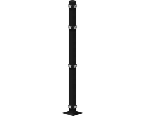 Eckpfosten 60x60/1080 mm mit Fußplatte für Zaun 103 cm Höhe RAL 7016 anthrazit Zaunpfosten mit Halterungen
