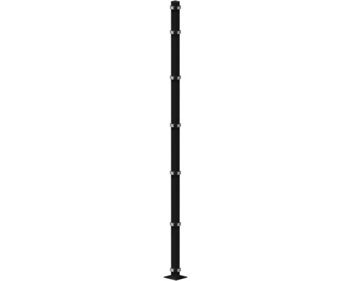 Eckpfosten 60x60/2280 mm mit Fußplatte für Zaun 223 cm Höhe RAL 7016 anthrazit Gartenzaunpfosten aus Metall mit Halterungen