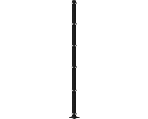 Eckpfosten 60x60/2080 mm mit Fußplatte für Zaun 203 cm Höhe RAL 7016 anthrazit Schlagschutzpfosten mit Stahlringen
