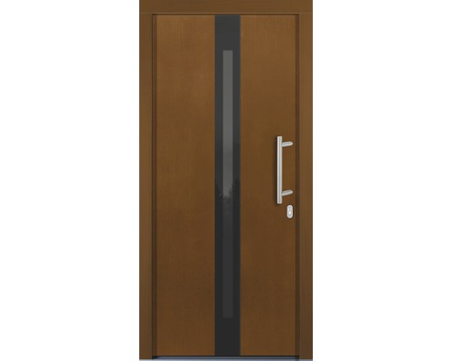 Holztür mit Glaselement und Metallgriff