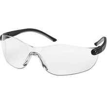 Schutzbrille mit transparenten Gläsern und schwarzem Rahmen