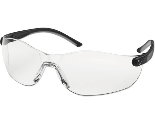 Schutzbrille mit transparenten Gläsern und schwarzem Rahmen