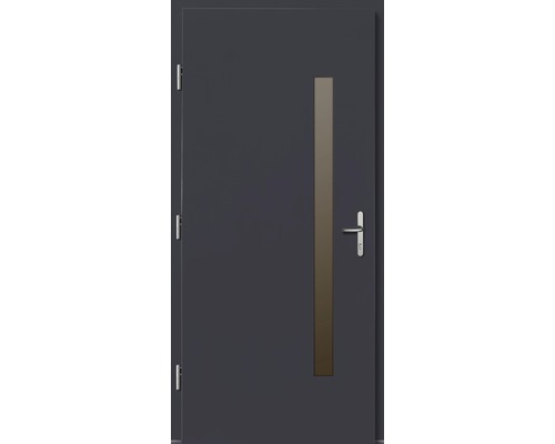 Haustür Maia Kiefer lackiert anthrazit 1000 x 2000 mm DIN links Moderne Haustür mit vertikalem Glaseinsatz und Türgriff