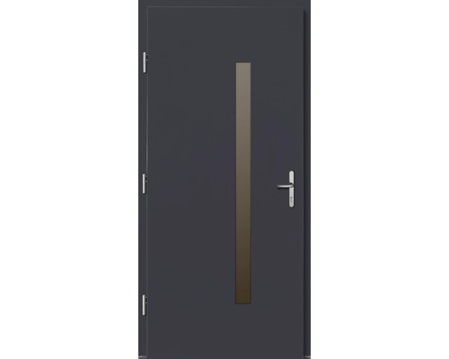 Haustür Silves Kiefer lackiert anthrazit 1000 x 2000 mm DIN links Haustür mit Glaseinsatz