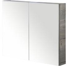Spiegelschrank mit zwei Türen und Holzoptik