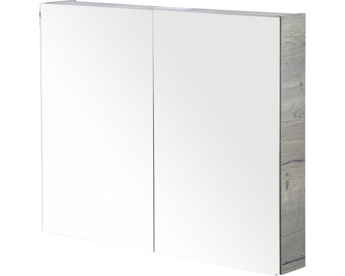 Spiegelschrank Sanox 80 x 13 x 65 cm tabacco 2-türig doppelt verspiegelte Türen Spiegelschrank mit zwei Türen und Holzstruktur an den Seiten