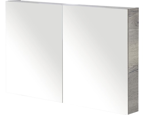 Spiegelschrank Sanox 100 x 13 x 65 cm tabacco 2-türig doppelt verspiegelte Türen Spiegelschrank mit zwei Türen und Holzdekor