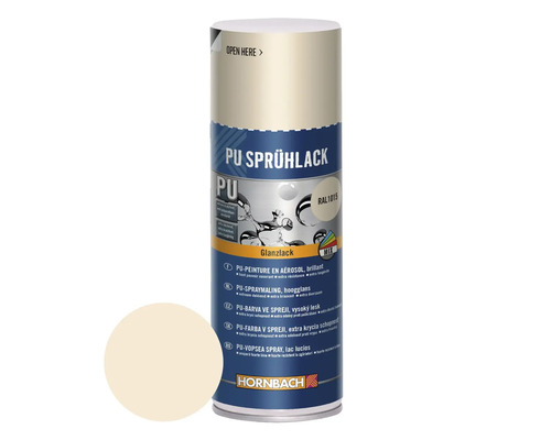 HORNBACH PU-Sprühlack RAL1015 Hellelfenbein glänzend 400 ml PU Sprühlack Dose mit Farbbeispiel