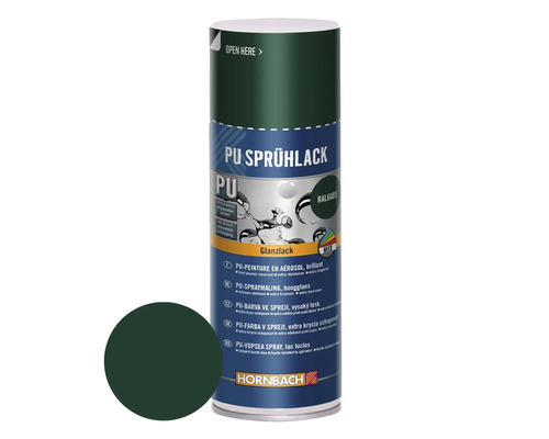 HORNBACH PU-Sprühlack RAL6005 moosgrün glänzend 400 ml PU Sprühlack Dose mit Farbbeispiel