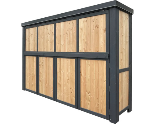 Holz Mülltonnenbox für drei Mülltonnen