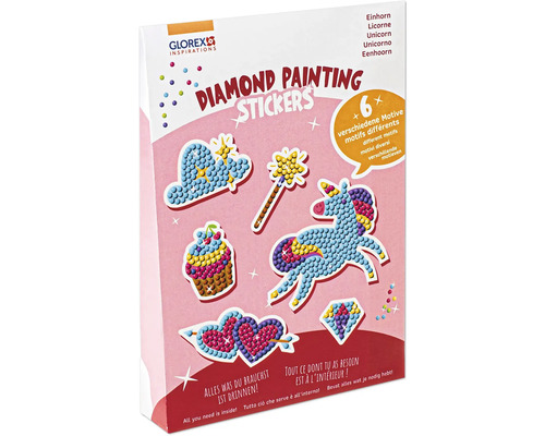 Diamond Painting Stickers Einhorn 6-tlg.