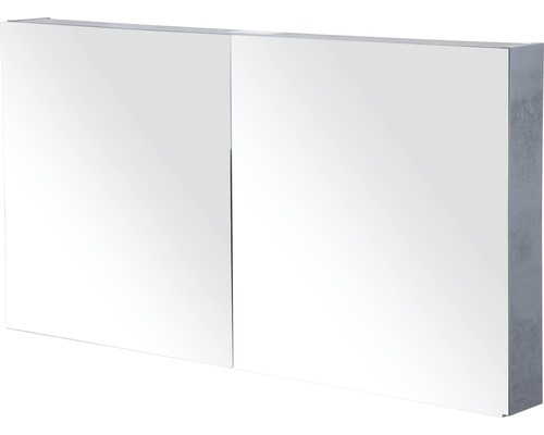 Spiegelschrank Sanox 120 x 13 x 65 cm beton anthrazit 2-türig doppelt verspiegelte Türen