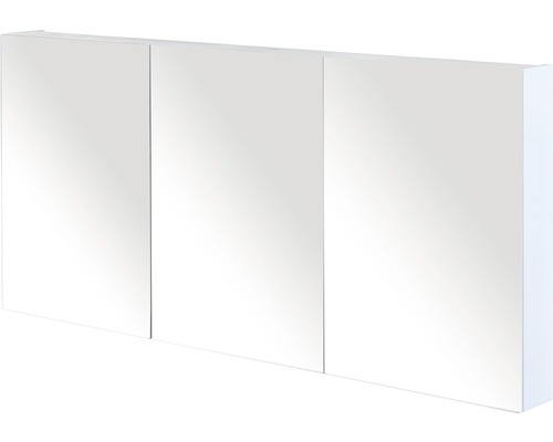 Spiegelschrank Sanox 140 x 13 x 65 cm weiß hochglanz 3-türig doppelt verspiegelte Türen