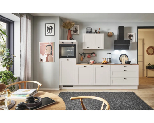 PICCANTE Plus Küchenzeile mit Geräten Bella 270 cm kaschmirgrau matt vormontiert Variante links