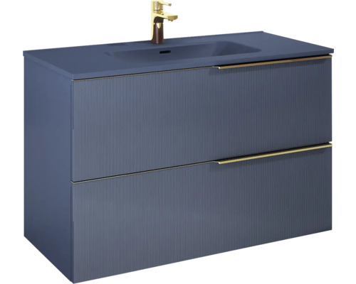 Jungborn Waschtischunterschrank NONUS BxHxT 1000 x 635 x 453 mm Frontfarbe navy blau matt