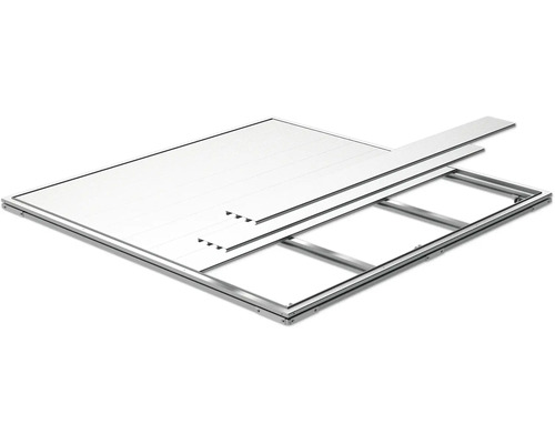 Fundament Biohort SmartBase für Geräteschrank Gr. 190 Large Abbildung einer Systembodenkonstruktion mit Rahmen, Stützen und Bodenplatten.