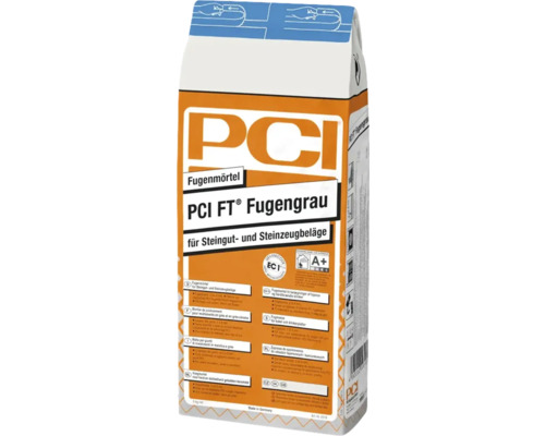 PCI FT® Fugengrau Fugenmörtel für Steingut- und Steinzeugbeläge hellgrau 5 kg