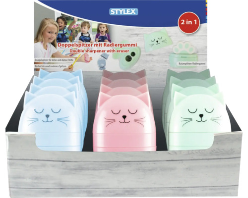 Stylex Spitzer mit Radiergummi in Katzendesign, 2 in 1