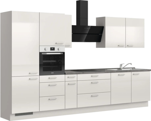Komplette Küchenzeile mit Spüle, Herd, Backofen und Dunstabzugshaube