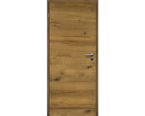 Holztür mit Türgriff und Schloss