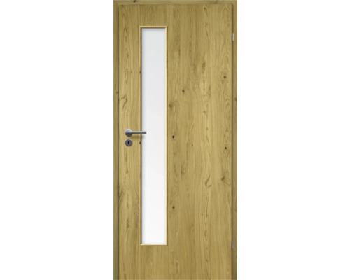 ZT Eiche Rustic Furnier Aufrecht 86x198,5 DIN Rechts MODERN 07 Glas Satiniert Holztür mit Glaseinsatz und Türgriff